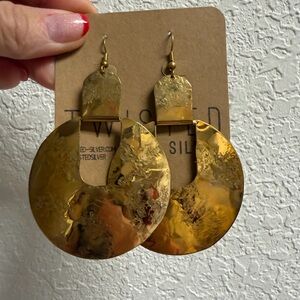 NEW Gold Hammered Circle Earrings